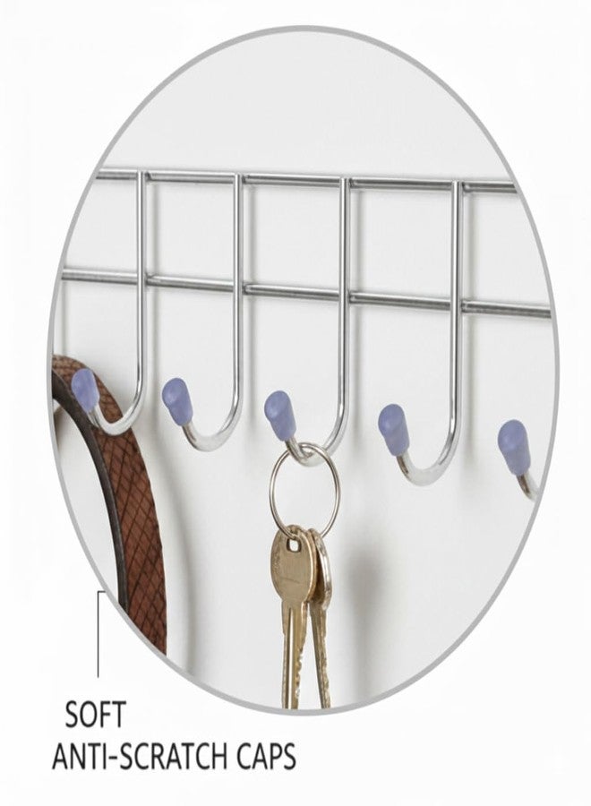 KBS Over The Door Hook Keys,Clothes,Towel Hanger Hanger Organizer/Wall Hook Rack No Drilling Stainless Steel Removable Multipurpose Hook Rail Nail-Free Home and Kitchen Products Tools - Image 2